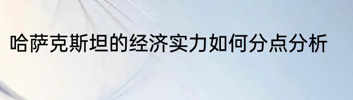 哈萨克斯坦的经济实力如何分点分析