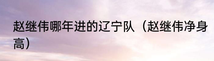 赵继伟哪年进的辽宁队（赵继伟净身高）