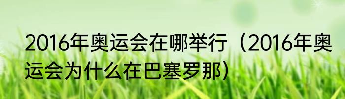 2016年奥运会在哪举行（2016年奥运会为什么在巴塞罗那）