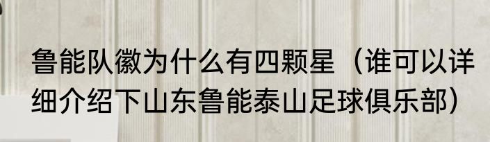 鲁能队徽为什么有四颗星（谁可以详细介绍下山东鲁能泰山足球俱乐部）