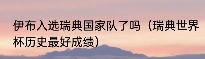 伊布入选瑞典国家队了吗（瑞典世界杯历史最好成绩）