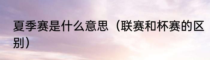 夏季赛是什么意思（联赛和杯赛的区别）
