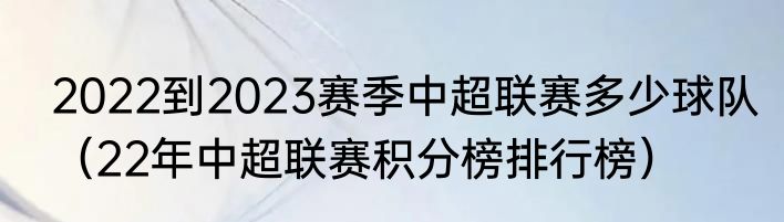 2022到2023赛季中超联赛多少球队（22年中超联赛积分榜排行榜）