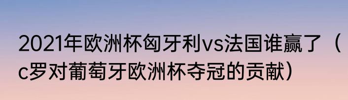 2021年欧洲杯匈牙利vs法国谁赢了（c罗对葡萄牙欧洲杯夺冠的贡献）