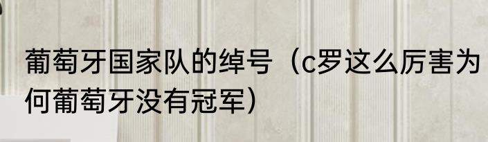 葡萄牙国家队的绰号（c罗这么厉害为何葡萄牙没有冠军）