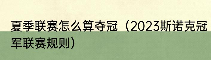 夏季联赛怎么算夺冠（2023斯诺克冠军联赛规则）