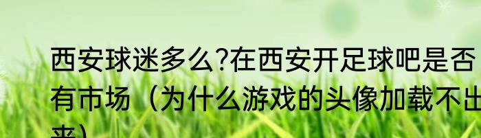 西安球迷多么?在西安开足球吧是否有市场（为什么游戏的头像加载不出来）