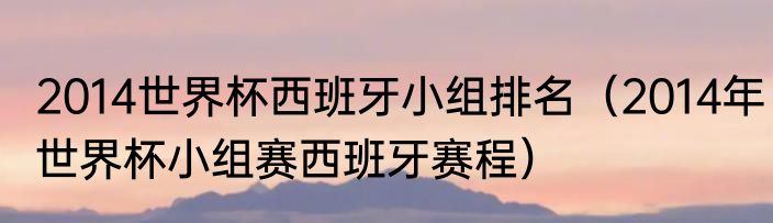 2014世界杯西班牙小组排名（2014年世界杯小组赛西班牙赛程）
