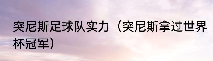突尼斯足球队实力（突尼斯拿过世界杯冠军）
