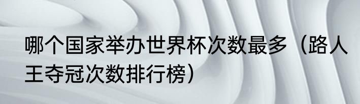哪个国家举办世界杯次数最多（路人王夺冠次数排行榜）