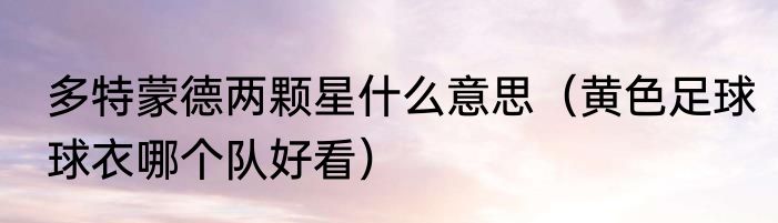 多特蒙德两颗星什么意思（黄色足球球衣哪个队好看）