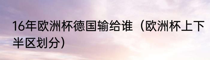 16年欧洲杯德国输给谁（欧洲杯上下半区划分）