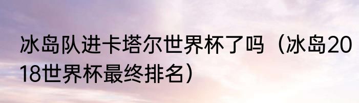 冰岛队进卡塔尔世界杯了吗（冰岛2018世界杯最终排名）