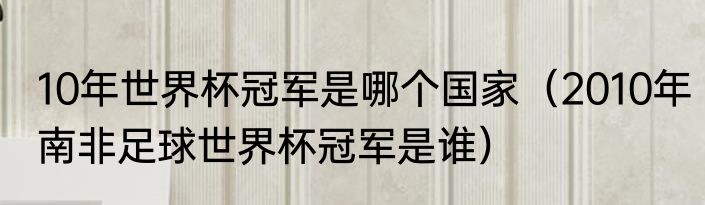 10年世界杯冠军是哪个国家（2010年南非足球世界杯冠军是谁）