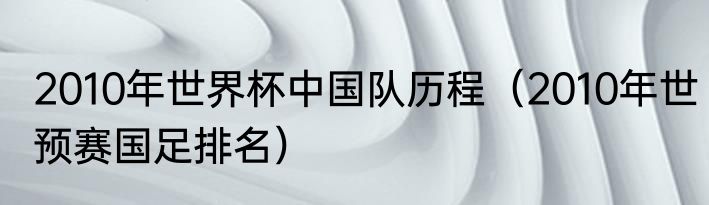 2010年世界杯中国队历程（2010年世预赛国足排名）