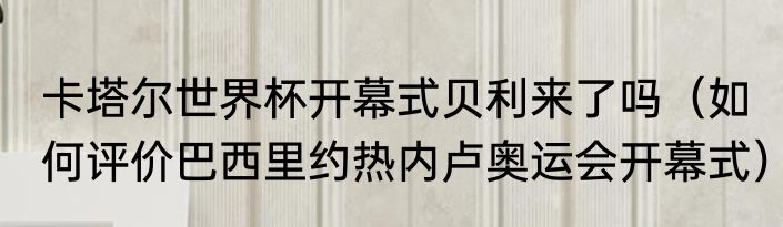 卡塔尔世界杯开幕式贝利来了吗（如何评价巴西里约热内卢奥运会开幕式）