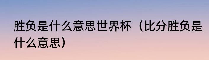 胜负是什么意思世界杯（比分胜负是什么意思）