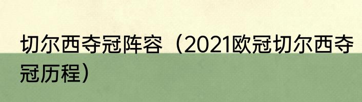 切尔西夺冠阵容（2021欧冠切尔西夺冠历程）