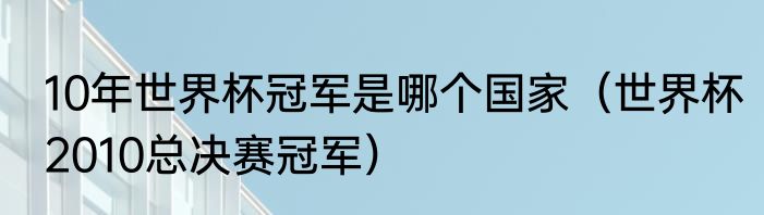 10年世界杯冠军是哪个国家（世界杯2010总决赛冠军）