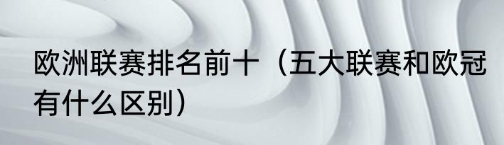 欧洲联赛排名前十（五大联赛和欧冠有什么区别）