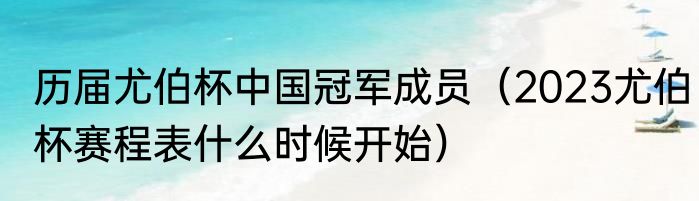 历届尤伯杯中国冠军成员（2023尤伯杯赛程表什么时候开始）