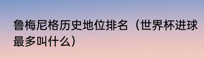 鲁梅尼格历史地位排名（世界杯进球最多叫什么）
