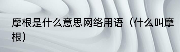 摩根是什么意思网络用语（什么叫摩根）