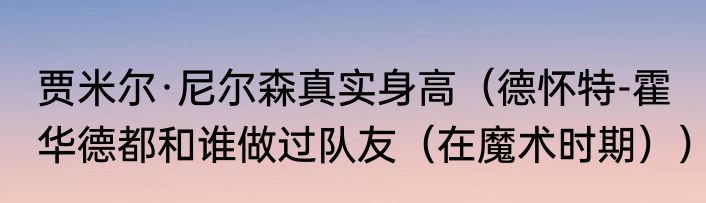 贾米尔·尼尔森真实身高（德怀特-霍华德都和谁做过队友（在魔术时期））