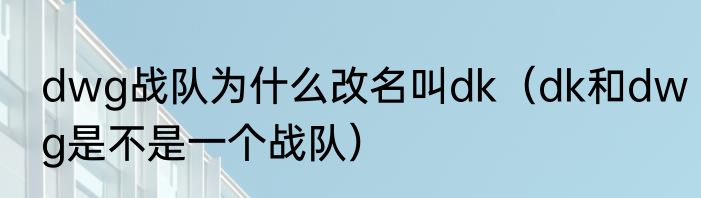 dwg战队为什么改名叫dk（dk和dwg是不是一个战队）