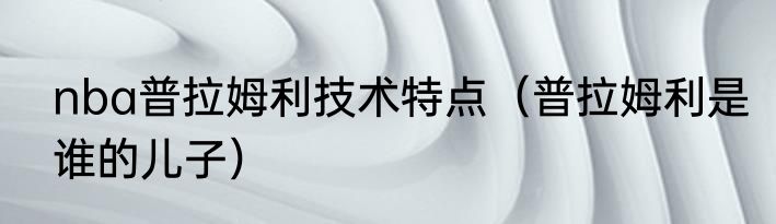 nba普拉姆利技术特点（普拉姆利是谁的儿子）