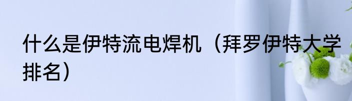 什么是伊特流电焊机（拜罗伊特大学排名）