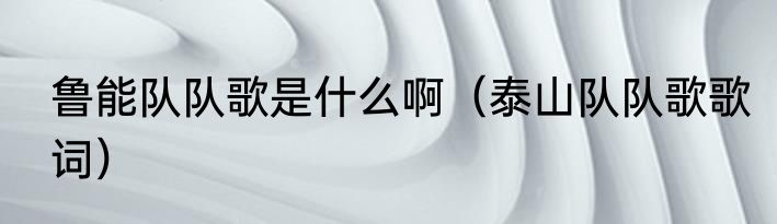 鲁能队队歌是什么啊（泰山队队歌歌词）