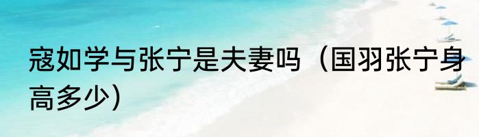 寇如学与张宁是夫妻吗（国羽张宁身高多少）