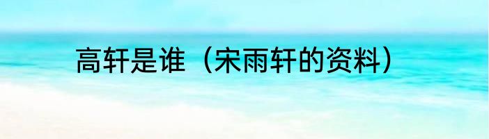 高轩是谁（宋雨轩的资料）