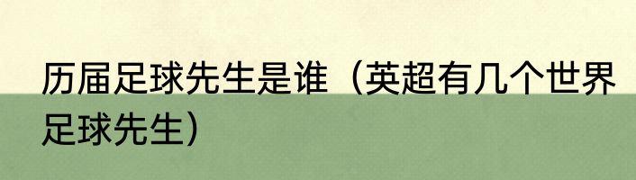 历届足球先生是谁（英超有几个世界足球先生）