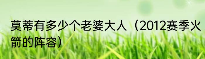 莫蒂有多少个老婆大人（2012赛季火箭的阵容）