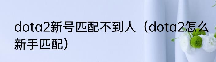 dota2新号匹配不到人（dota2怎么新手匹配）