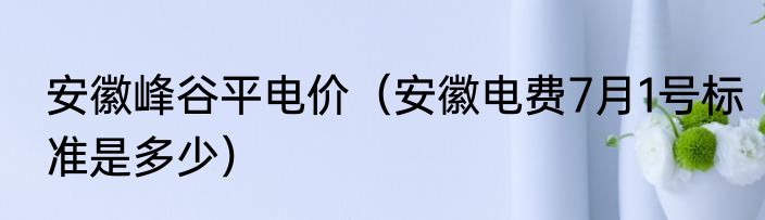安徽峰谷平电价（安徽电费7月1号标准是多少）