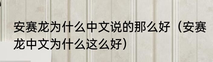 安赛龙为什么中文说的那么好（安赛龙中文为什么这么好）