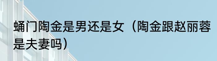 蛹门陶金是男还是女（陶金跟赵丽蓉是夫妻吗）