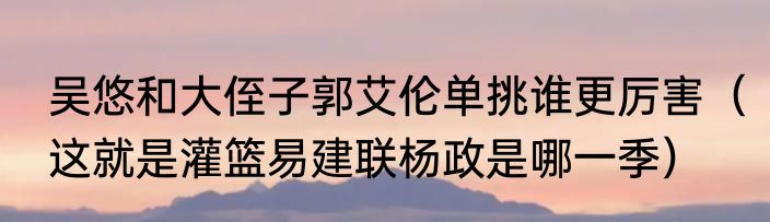 吴悠和大侄子郭艾伦单挑谁更厉害（这就是灌篮易建联杨政是哪一季）