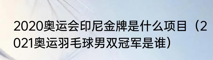 2020奥运会印尼金牌是什么项目（2021奥运羽毛球男双冠军是谁）