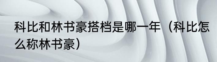 科比和林书豪搭档是哪一年（科比怎么称林书豪）