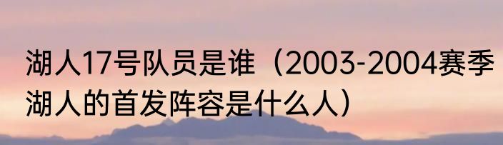 湖人17号队员是谁（2003-2004赛季湖人的首发阵容是什么人）