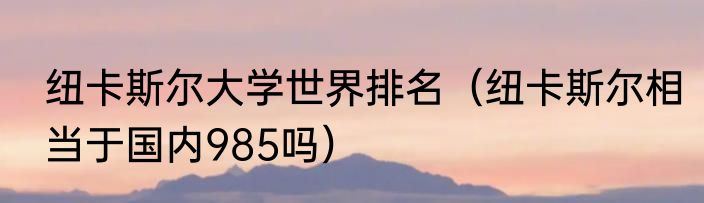 纽卡斯尔大学世界排名（纽卡斯尔相当于国内985吗）