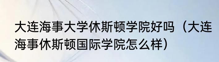 大连海事大学休斯顿学院好吗（大连海事休斯顿国际学院怎么样）