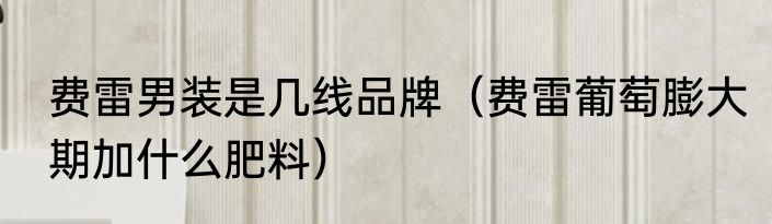 费雷男装是几线品牌（费雷葡萄膨大期加什么肥料）