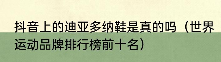 抖音上的迪亚多纳鞋是真的吗（世界运动品牌排行榜前十名）