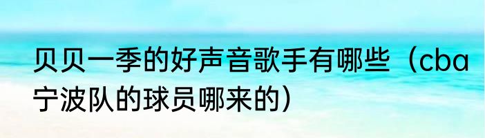 贝贝一季的好声音歌手有哪些（cba宁波队的球员哪来的）