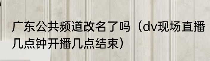 广东公共频道改名了吗（dv现场直播几点钟开播几点结束）